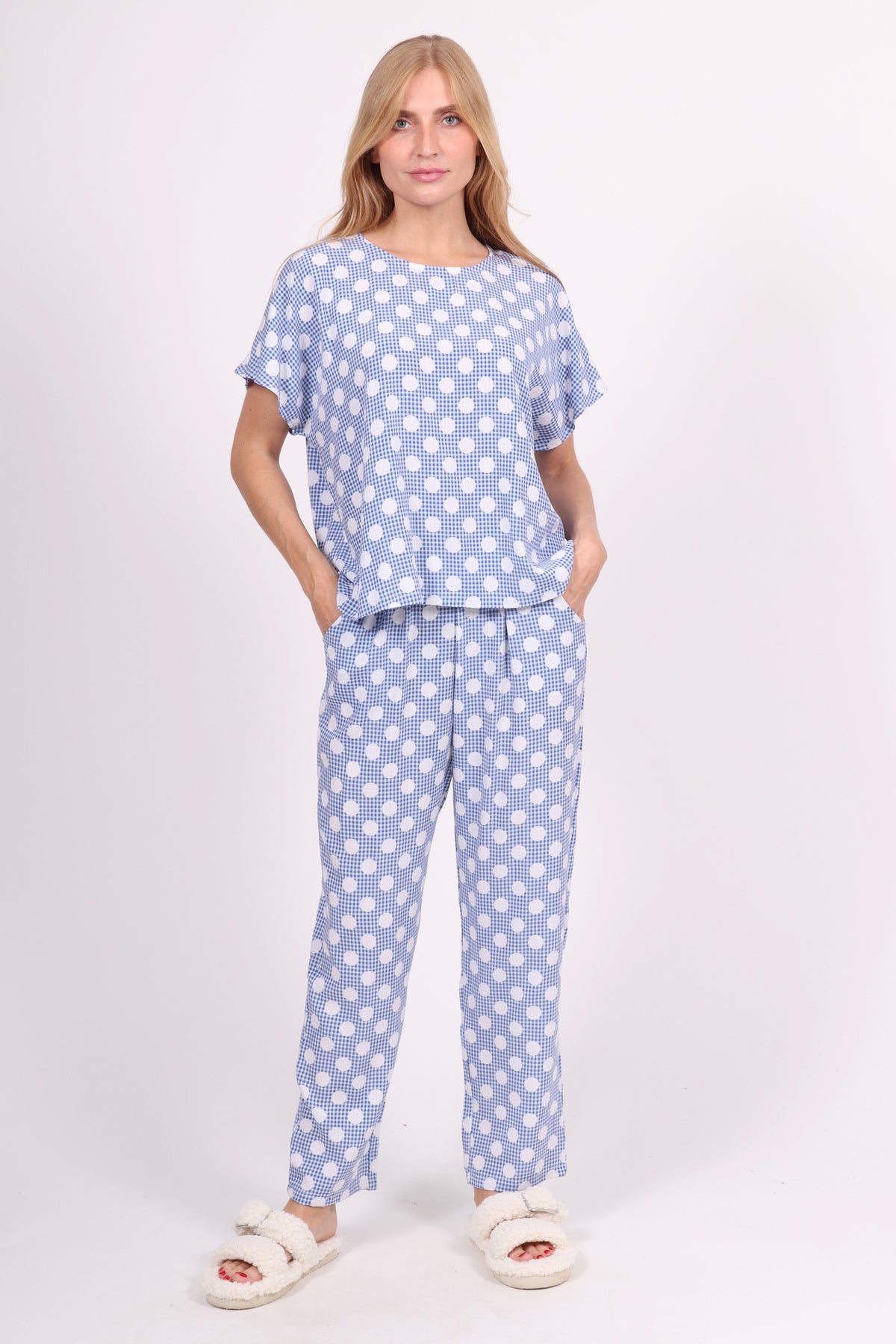 Pyjama Femme à Pois Dunnes Stores - Coton, Taille M, Occasion Très Bon état, Confortable